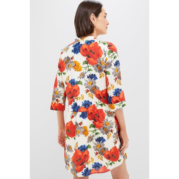 TUCKERNUCK Crimson Poppy Cotton Linen Royal Shirt Dress Size L NWT - Picture 2 of 8